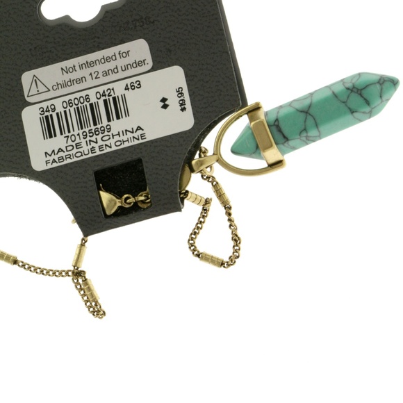 Elephant Feather Crescent Long-Necklace Gold NWT - Picture 3 of 5